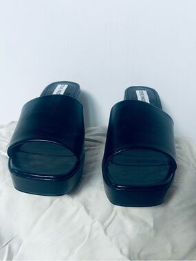 Steve Madden Black Platform Slide Mules with Wide Band